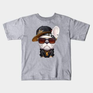 White French Bulldog Hip-Hop Super Star Kids T-Shirt